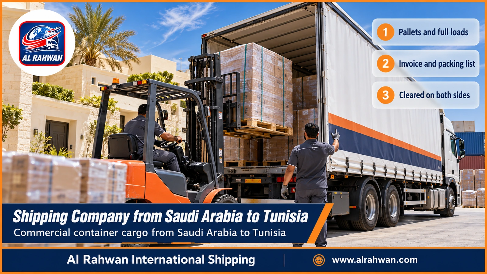Shipping Company from Saudi Arabia to Tunisia - Commercial container cargo from Saudi Arabia to Tunisia