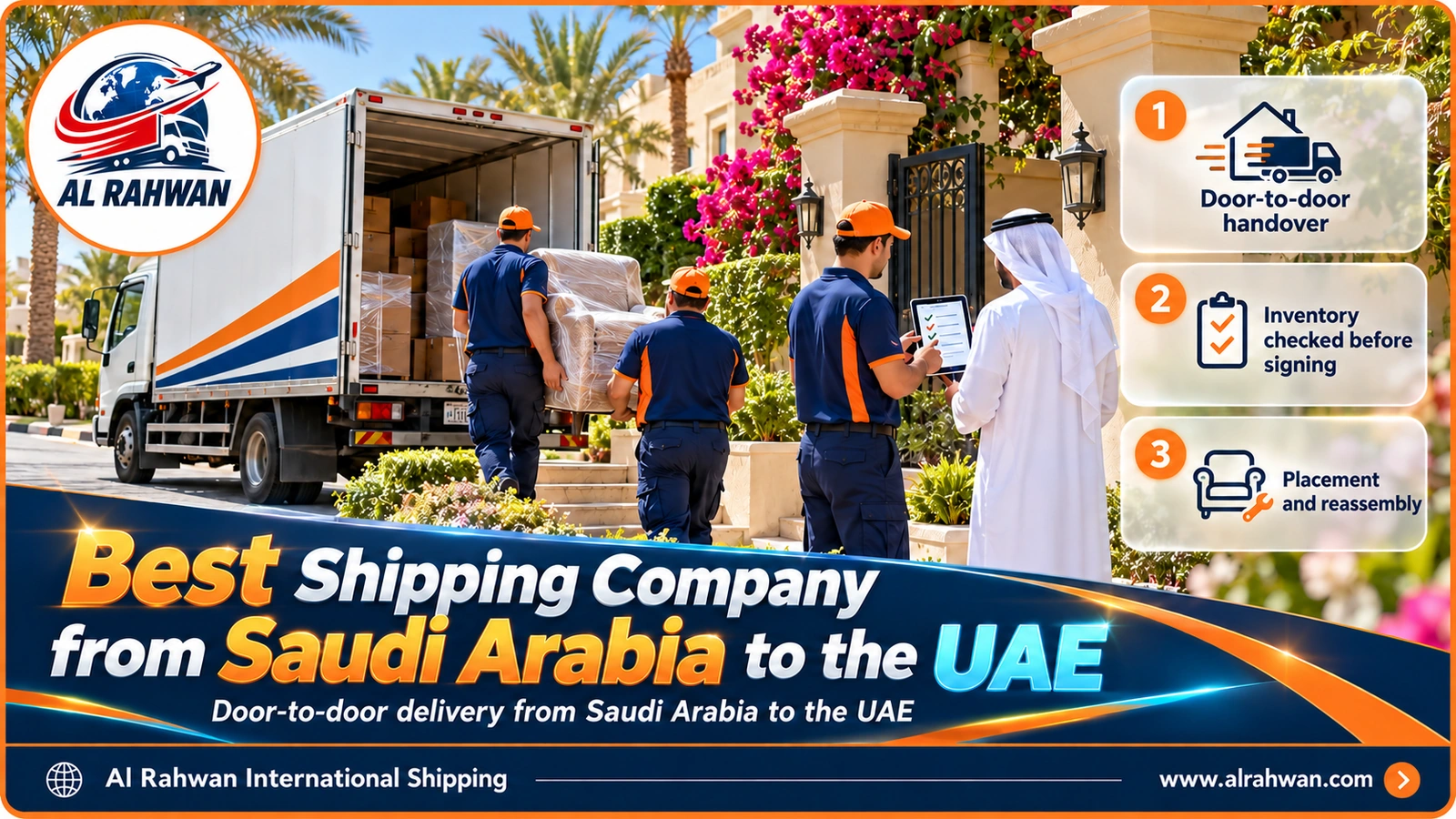Door-to-door handover by the best shipping company from Saudi Arabia to the UAE