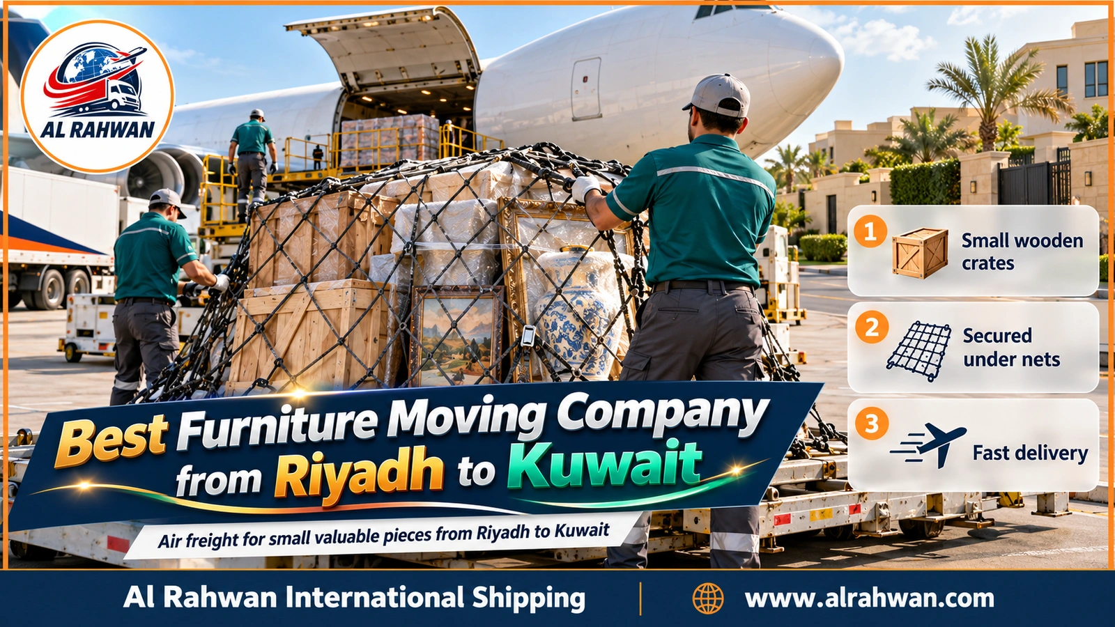 Best furniture moving company from Riyadh to Kuwait - small antiques packed in boxes for air freight