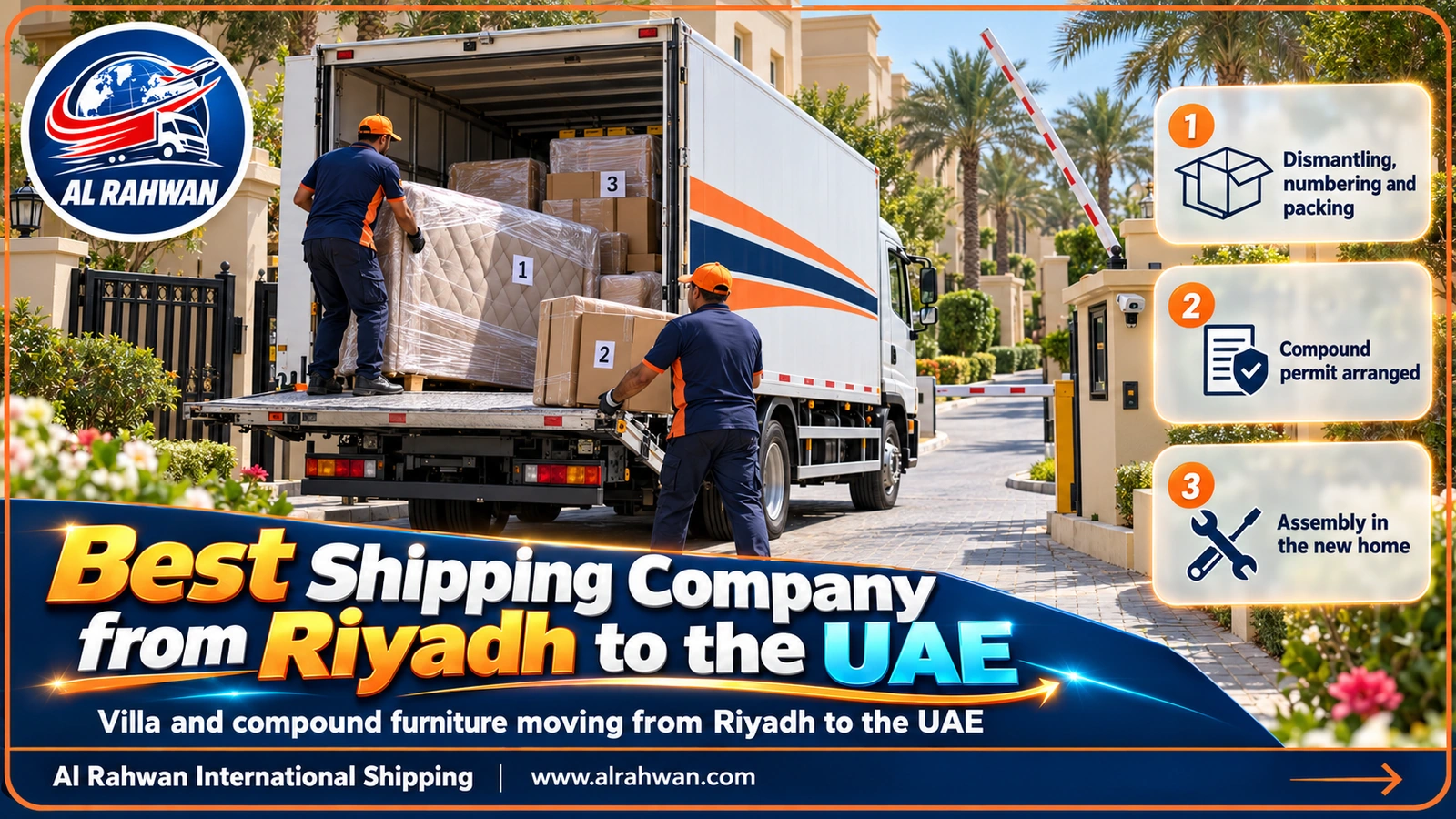 Al Rahwan crew loading villa furniture in Riyadh for the move to the UAE