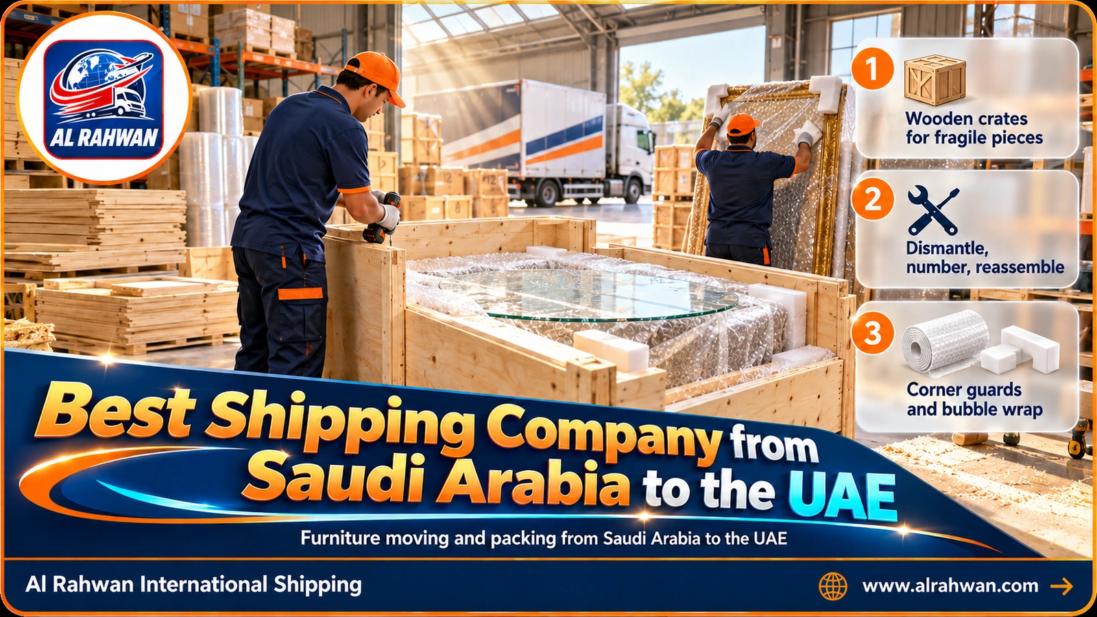 Furniture crated in timber by the best shipping company from Saudi Arabia to the UAE