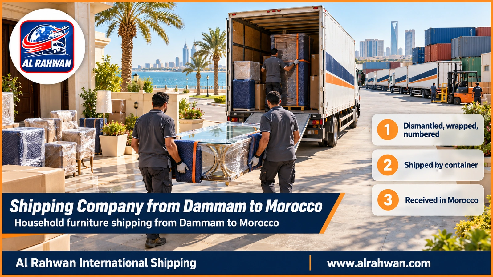Shipping Company from Dammam to Morocco - Household furniture shipping from Dammam to Morocco