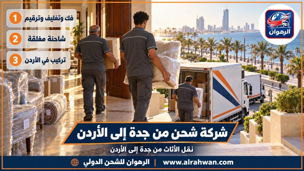 نقل عفش من جدة الى الاردن | 0568829975 ◈ فك وتغليف وتحميل العفش من جدة إلى الأردن وشحن سيارات