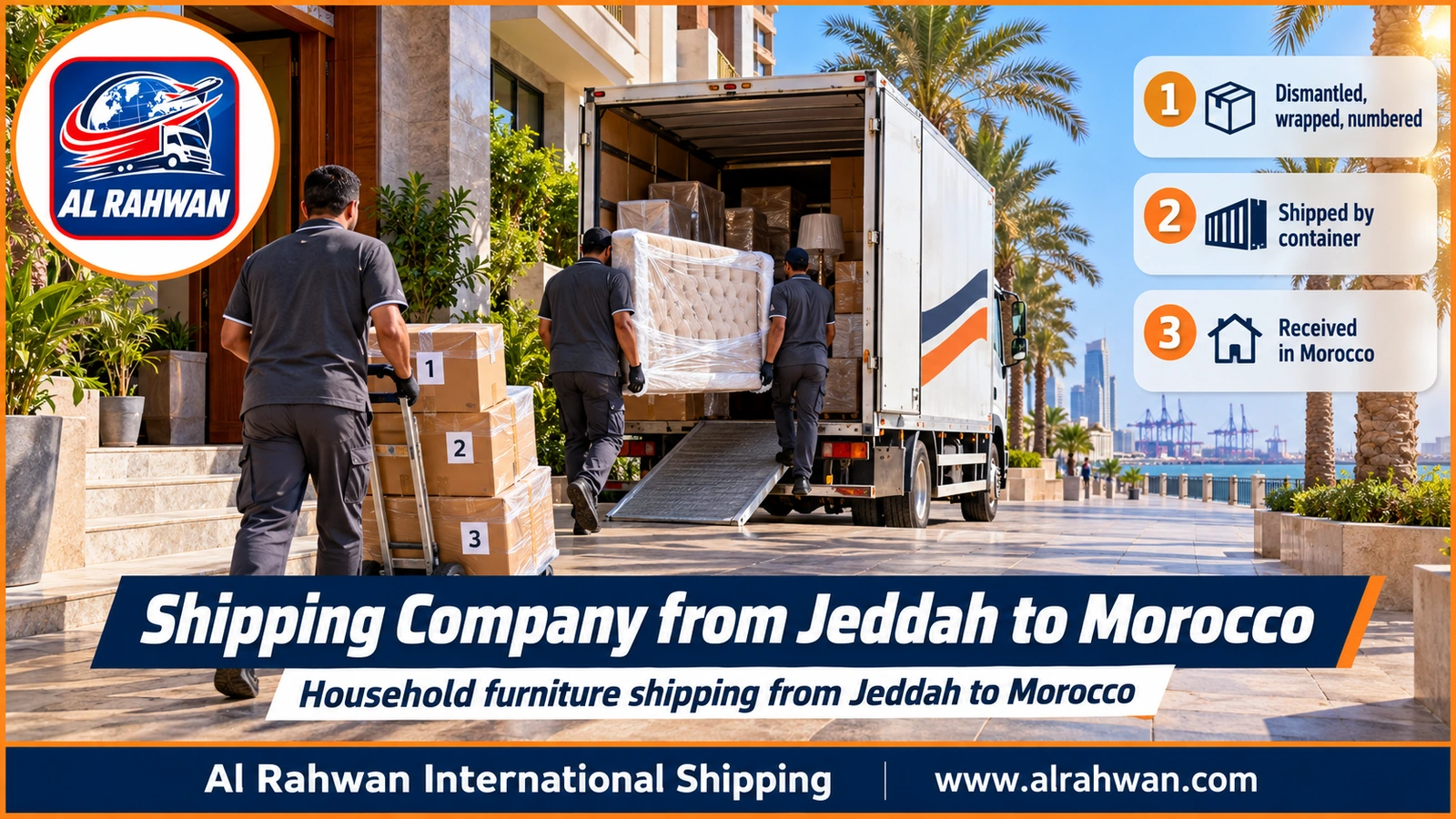 Shipping Company from Jeddah to Morocco - Household furniture shipping from Jeddah to Morocco