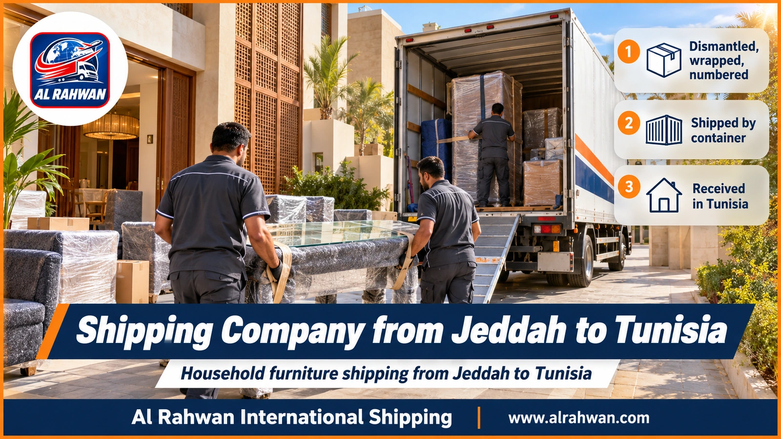 Shipping Company from Jeddah to Tunisia - Household furniture shipping from Jeddah to Tunisia