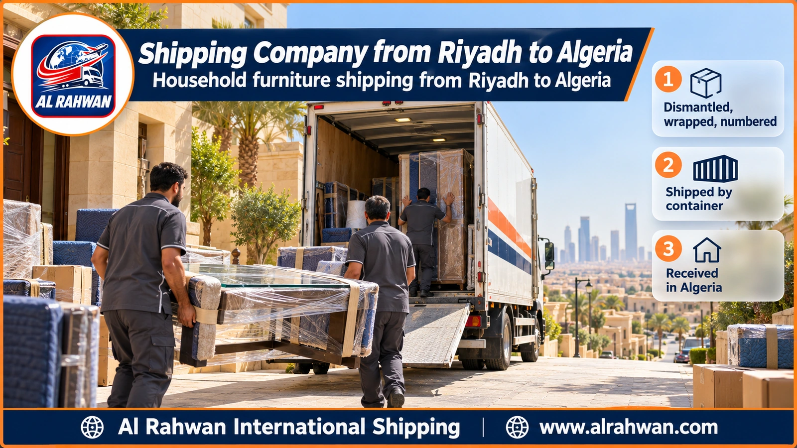 Shipping Company from Riyadh to Algeria - Household furniture shipping from Riyadh to Algeria