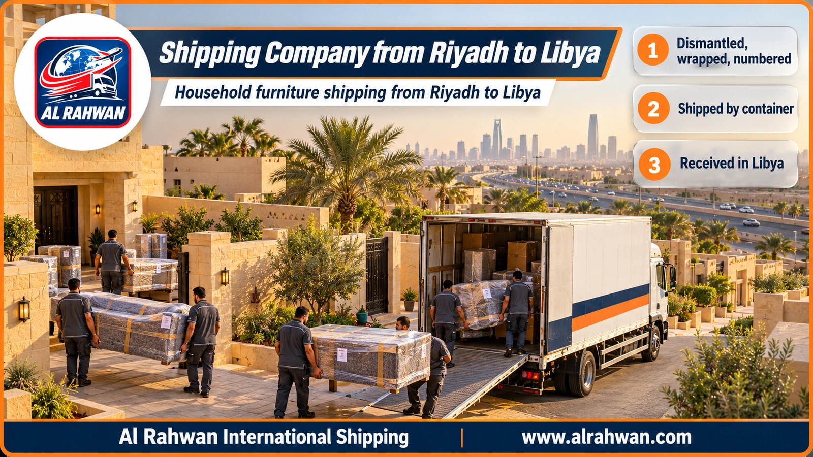Shipping Company from Riyadh to Libya - Household furniture shipping from Riyadh to Libya