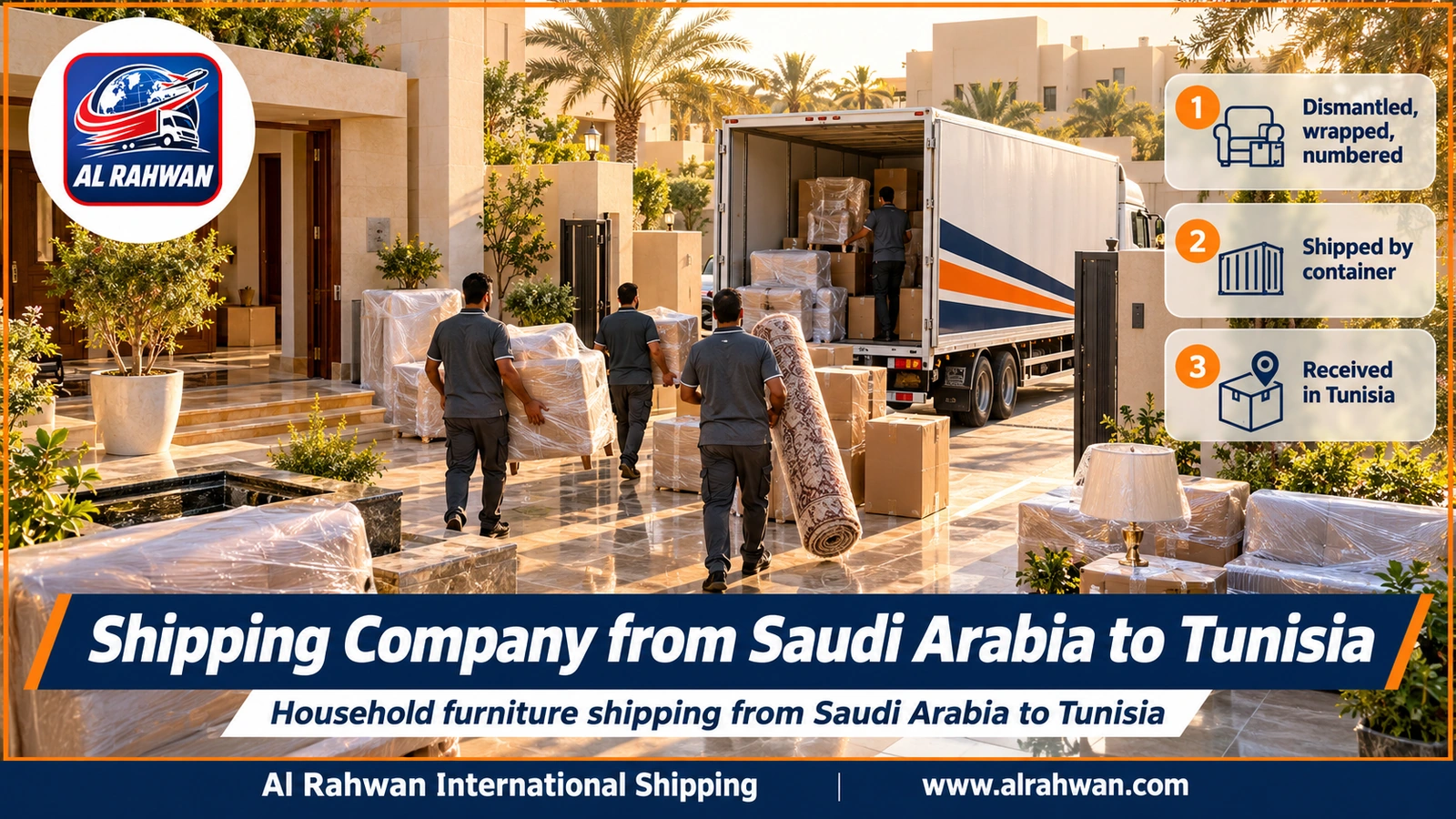 Shipping Company from Saudi Arabia to Tunisia - Household furniture shipping from Saudi Arabia to Tunisia