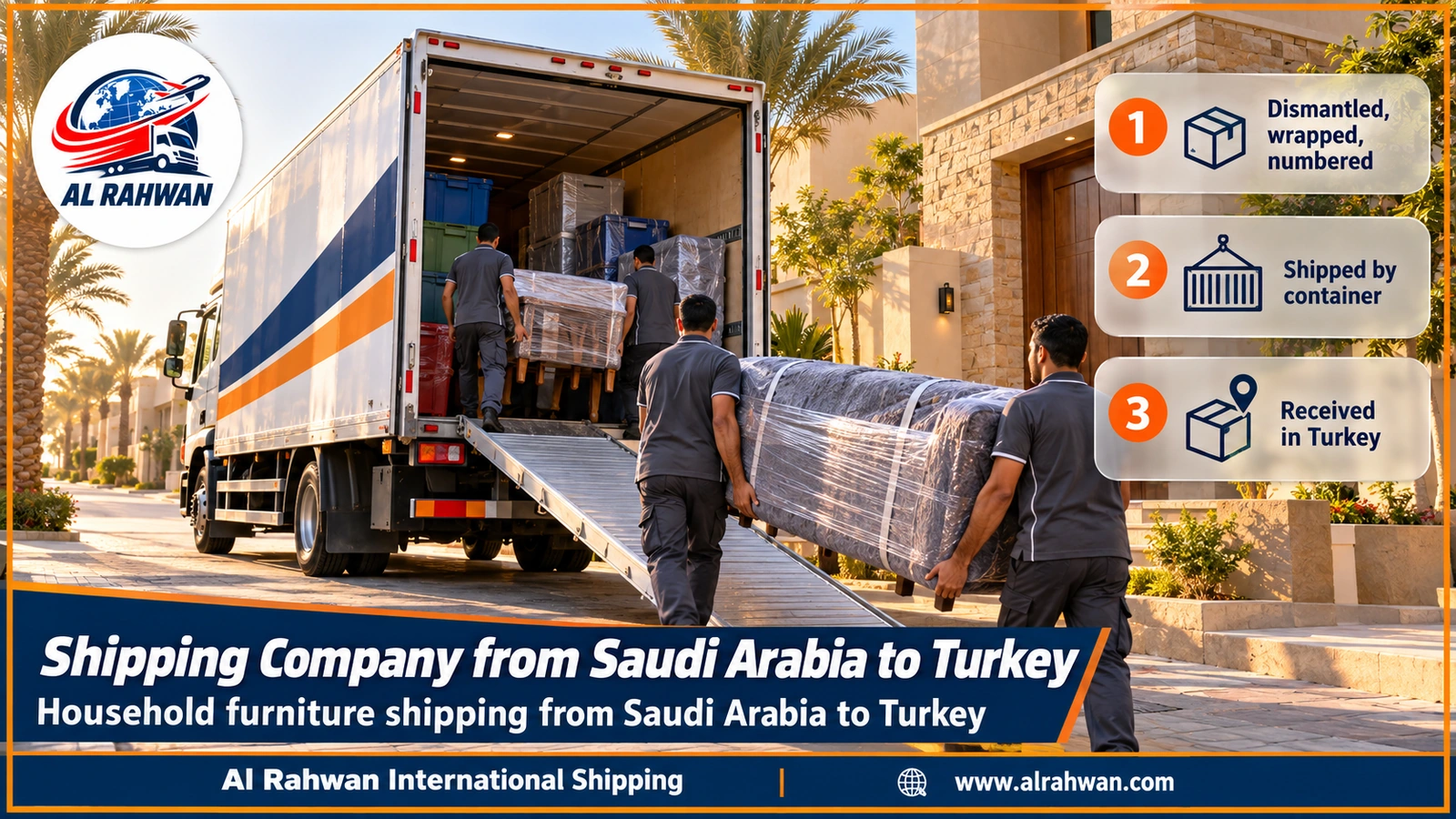 شحن أثاث المنزل من السعودية إلى تركيا