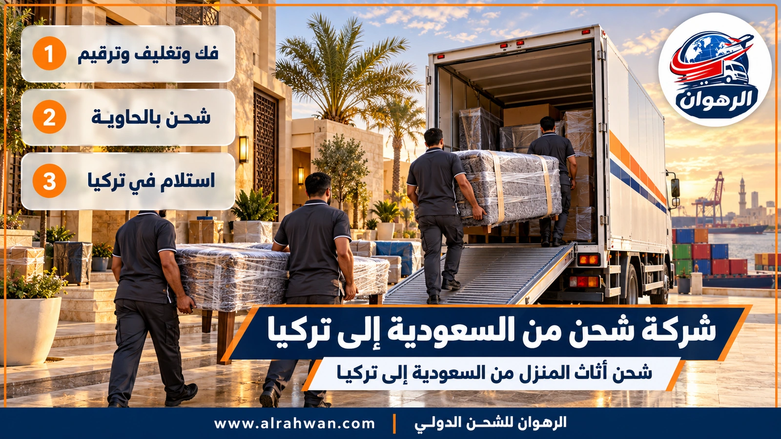 شحن أثاث المنزل من السعودية إلى تركيا