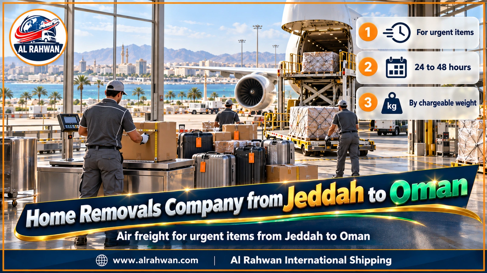 home removals company from jeddah to oman - small wrapped cartons being loaded into an air cargo container on the apron