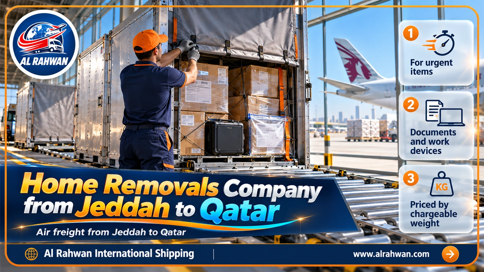 Urgent air shipment from Jeddah to Qatar being moved to a cargo aircraft