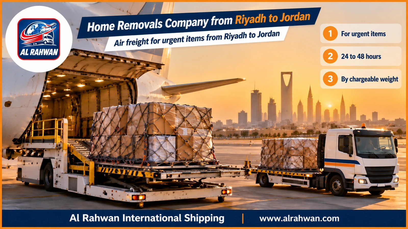 home removals company from riyadh to jordan - a cargo worker placing a small carton on a scale in an airport air freight hall in riyadh