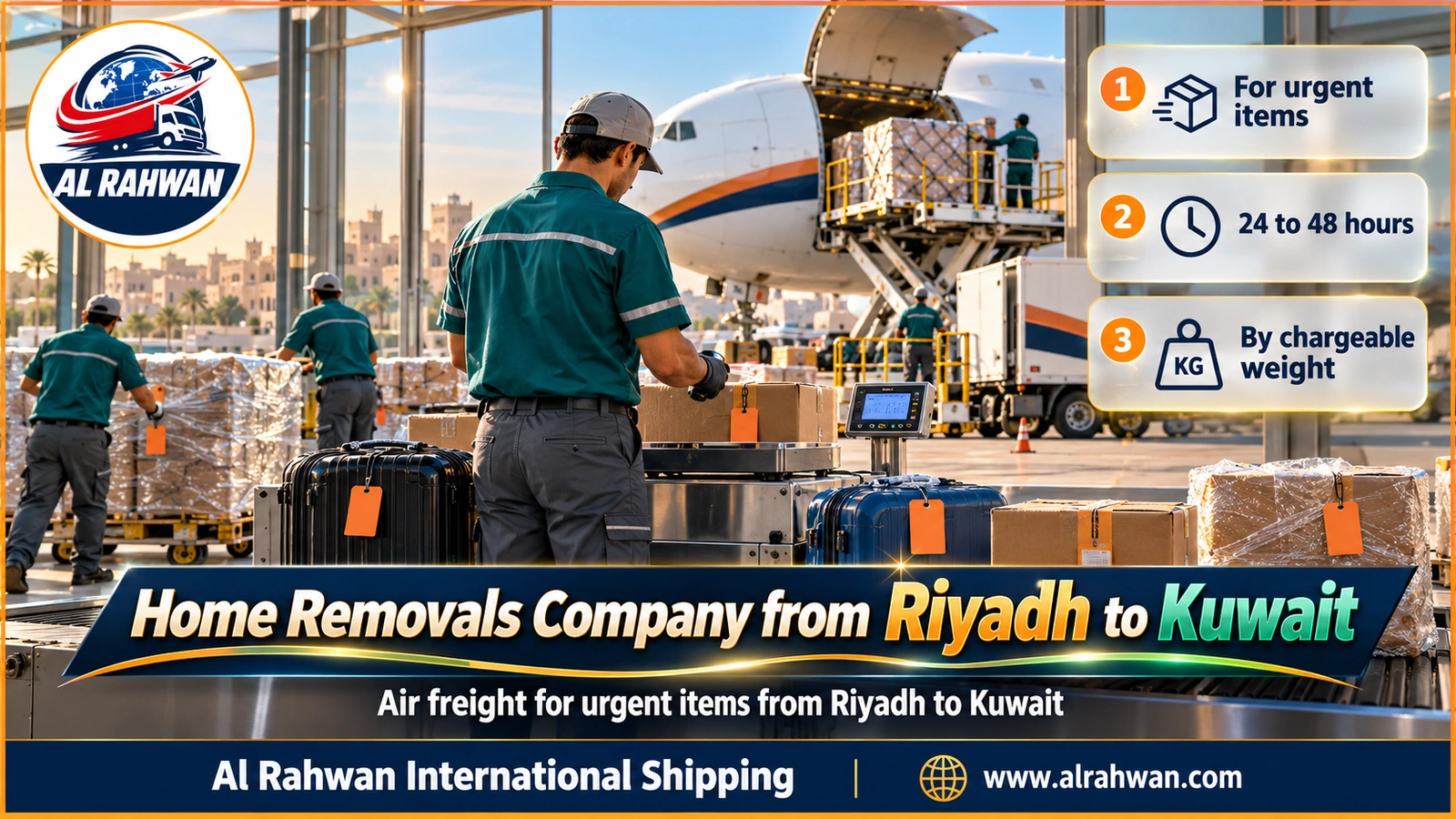 Home removals company from Riyadh to Kuwait - urgent suitcases and parcels prepared for air freight