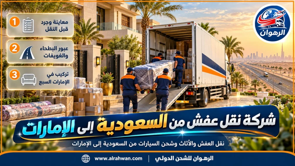 شركة نقل عفش من السعودية إلى الإمارات | 0568829975 ◈ نقل منزلي من كل مدن المملكة وشحن سيارات إلى الإمارات السبع