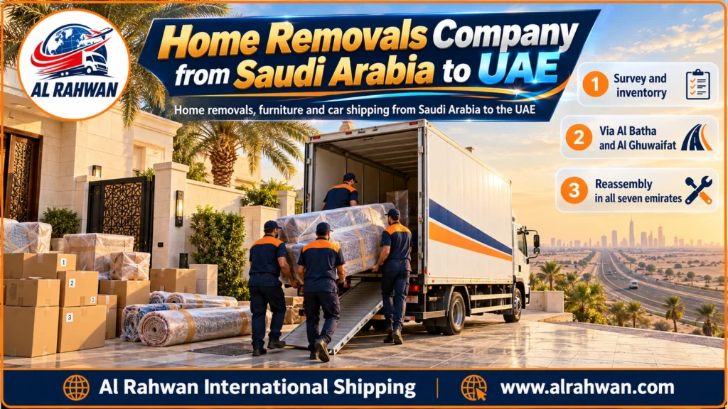 Home Removals Company from Saudi Arabia to UAE | 0568829975 ◈ Whole-Home Moves from Every Saudi City with Car Shipping to All Seven Emirates