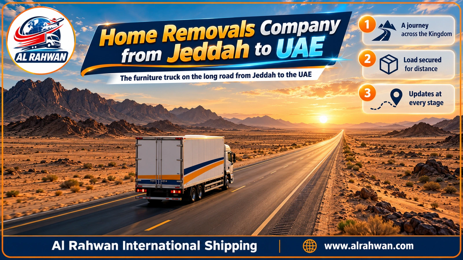 Closed removals truck on the long road from Jeddah towards the Al Batha border and the UAE