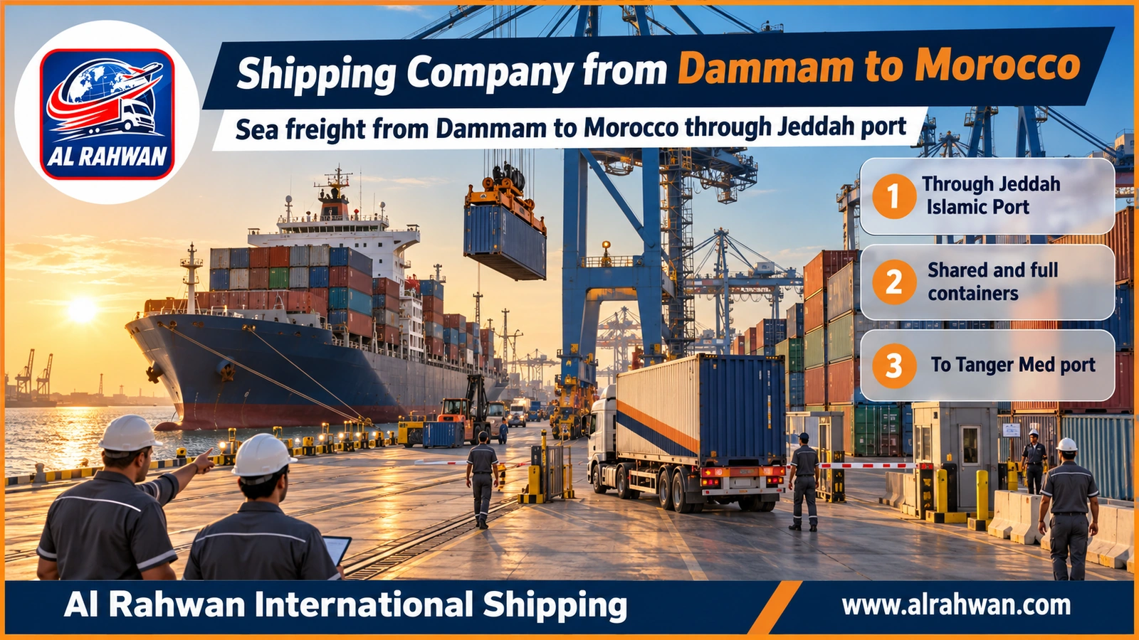 Shipping Company from Dammam to Morocco - Sea freight from Dammam to Morocco through Jeddah port