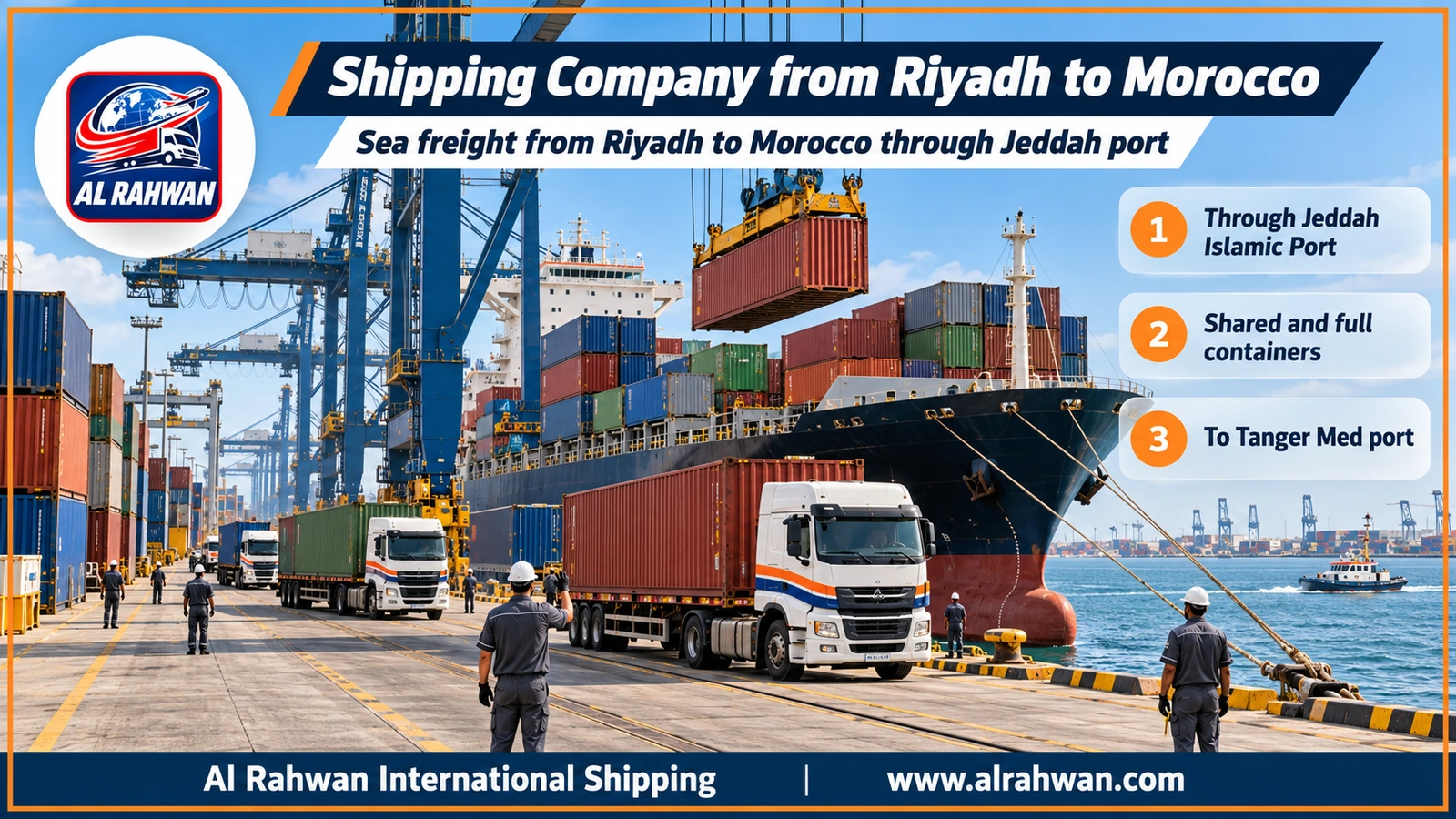 Shipping Company from Riyadh to Morocco - Sea freight from Riyadh to Morocco through Jeddah port