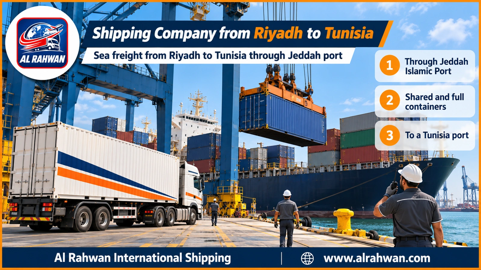 Shipping Company from Riyadh to Tunisia - Sea freight from Riyadh to Tunisia through Jeddah port