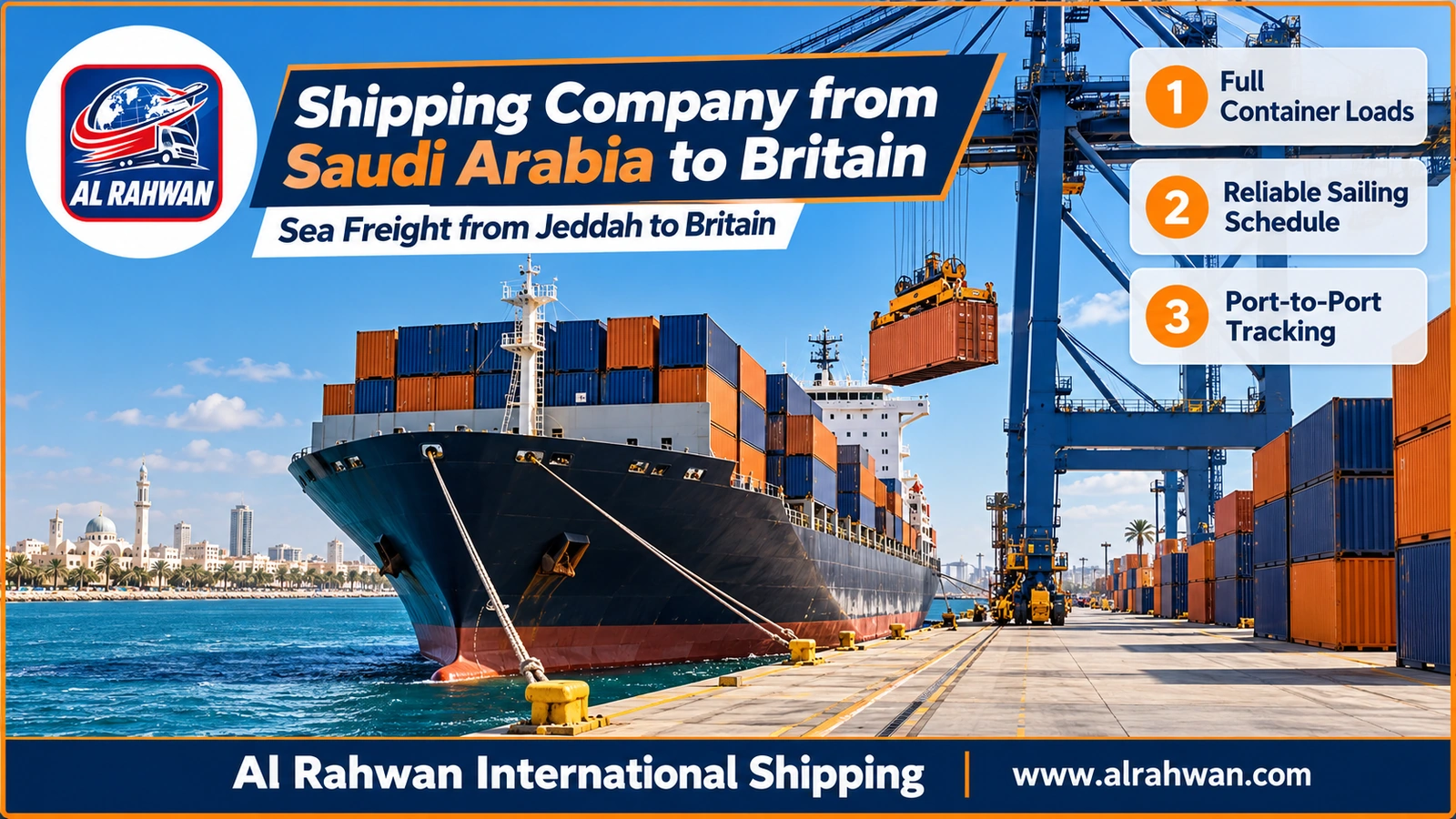 Shipping Company from Saudi Arabia to Britain – sea freight container at Jeddah Islamic Port