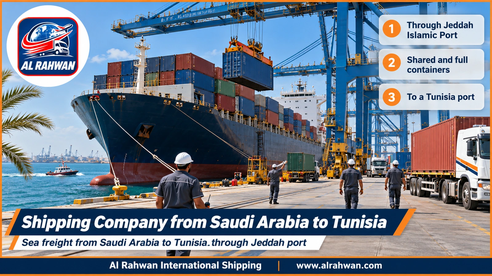 Shipping Company from Saudi Arabia to Tunisia - Sea freight from Saudi Arabia to Tunisia through Jeddah port