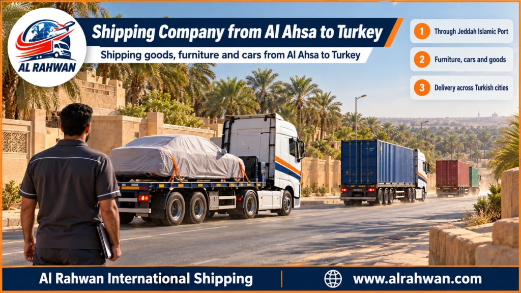 Shipping Company from Al Ahsa to Turkey | 0568829975 ◈ Sea Freight via Jeddah with Conditional Car Shipping