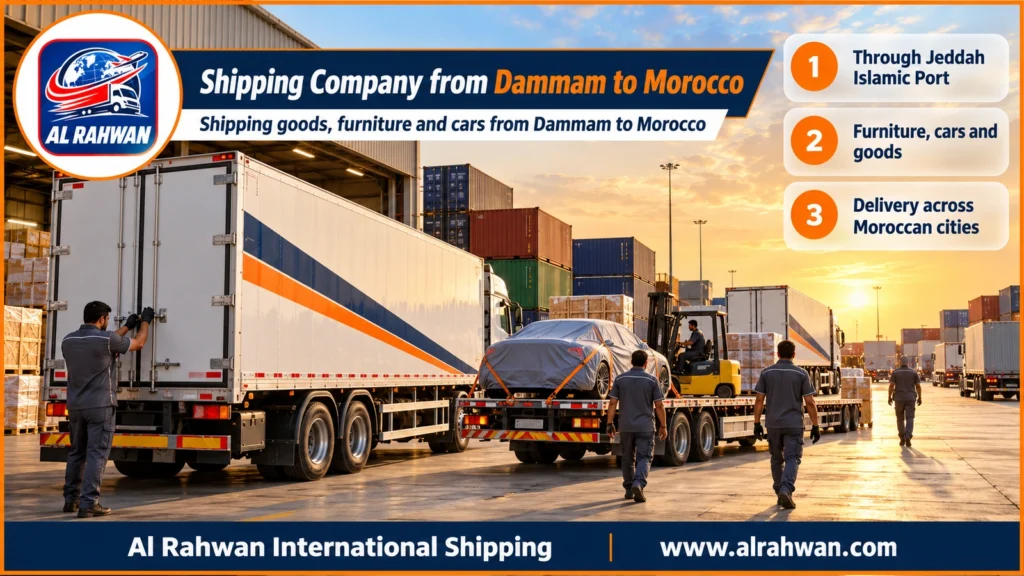 Shipping Company from Dammam to Morocco | 0568829975 ◈ Commercial Container Shipping and Car Shipping