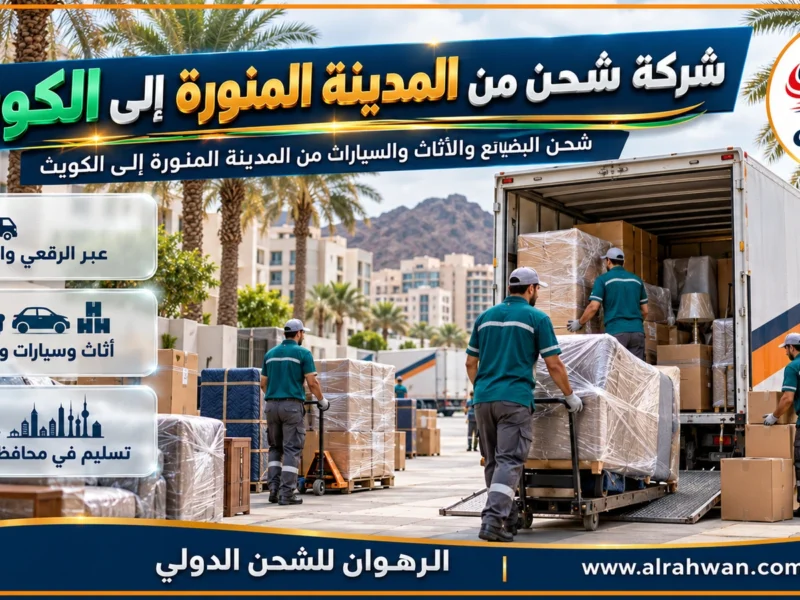 شركة شحن من المدينة المنورة إلى الكويت | 0568829975 ◈ شحن أغراض شخصية وشحن سيارات من طيبة