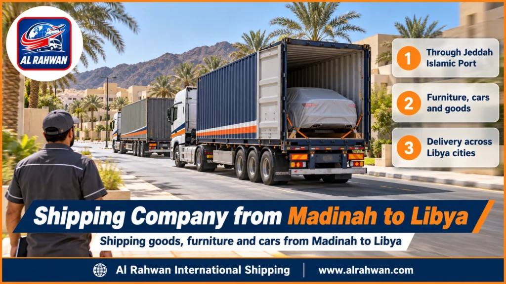 Shipping Company from Madinah to Libya | 0568829975 ◈ Sea Freight Shipping and Car Shipping