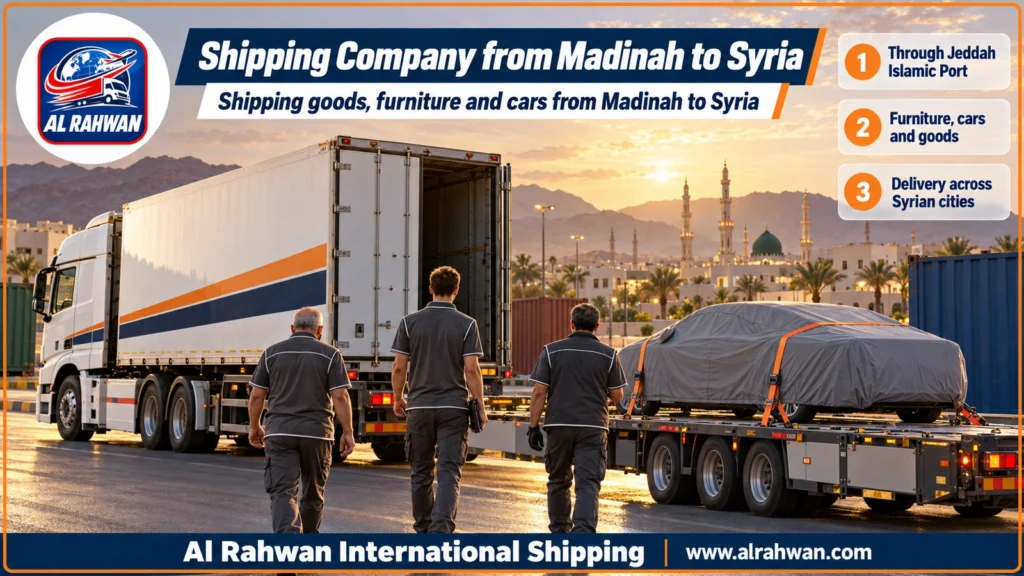 Shipping Company from Madinah to Syria | 0568829975 ◈ Sea Freight via Jeddah & Latakia with Verified Car Shipping