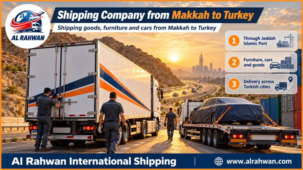 Shipping Company from Makkah to Turkey | 0568829975 ◈ Sea Freight via Jeddah with Conditional Car Shipping