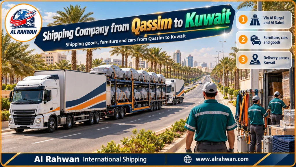 Shipping Company from Qassim to Kuwait | 0568829975 ◈ Road Transport from Buraidah and Unaizah with Car Shipping via Hafar Al Batin