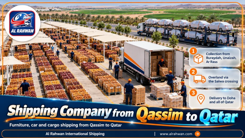 Shipping Company from Qassim to Qatar | 0568829975 ◈ Overland Transport from Buraydah and Unaizah with Car Shipping