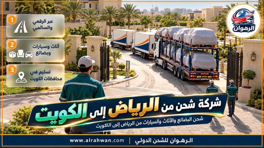شركة شحن من الرياض إلى الكويت | 0568829975 ◈ شحن بري عبر الرقعي والسالمي وشحن سيارات من الرياض