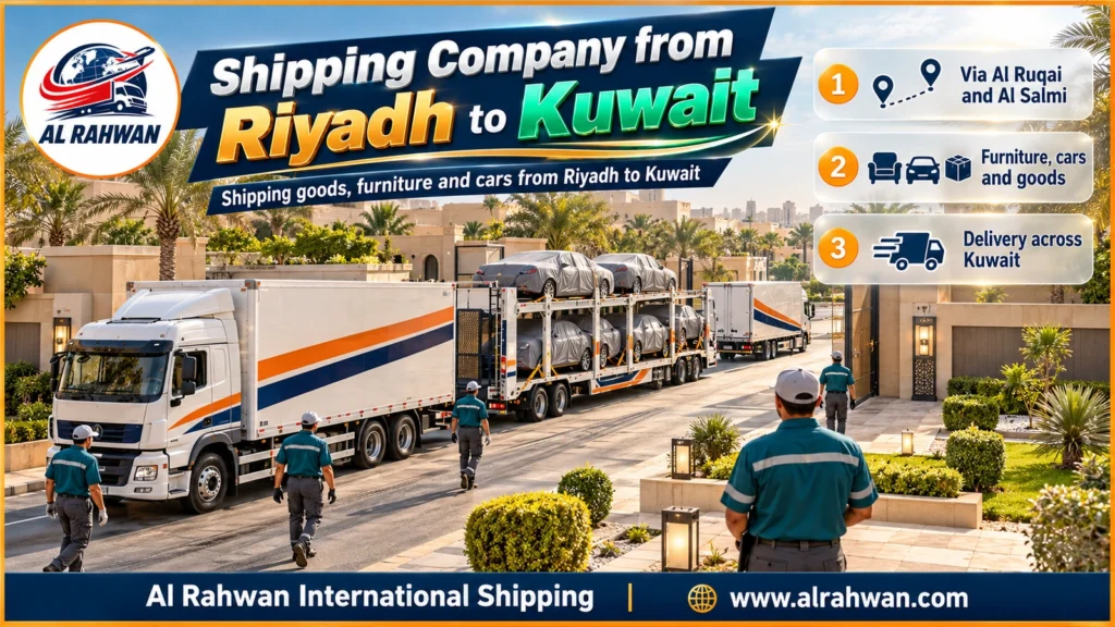 Shipping Company from Riyadh to Kuwait | 0568829975 ◈ Road Freight via Al Ruqai and Al Salmi with Car Shipping from Riyadh