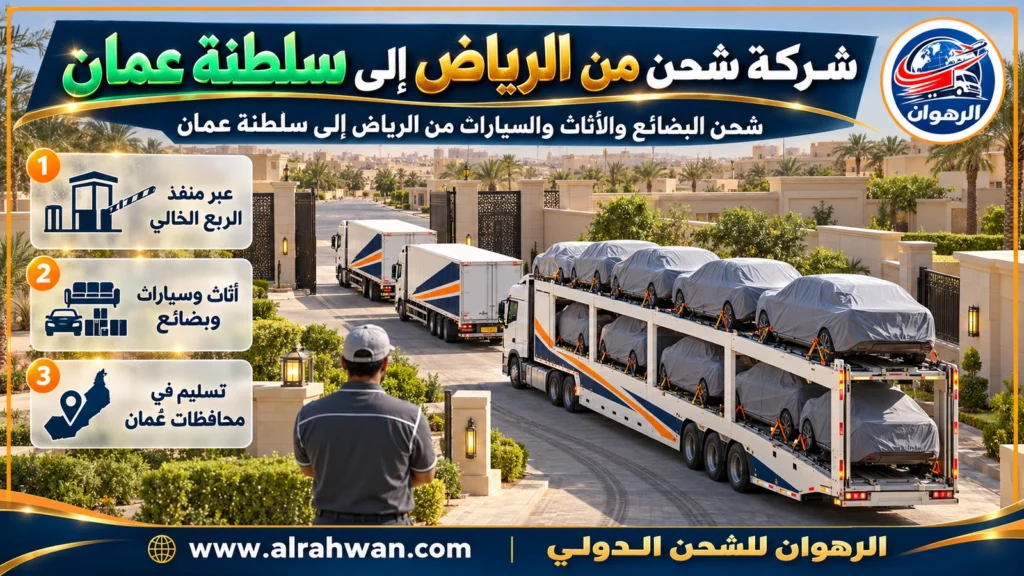 شركة شحن من الرياض إلى سلطنة عمان | 0568829975 ◈ شحن بري من الرياض عبر رمال الربع الخالي وشحن سيارات