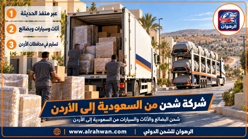 شركة شحن من السعودية إلى الأردن | 0568829975 ◈ نقل بري عبر منفذ الحديثة وشحن سيارات إلى كل المحافظات