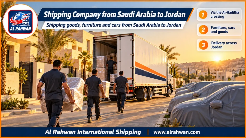 Shipping Company from Saudi Arabia to Jordan | 0568829975 ◈ Overland Freight via the Al-Haditha Crossing with Car Shipping to Every Governorate