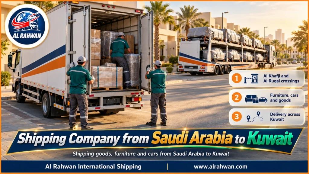 Shipping Company from Saudi Arabia to Kuwait | 0568829975 ◈ Road Freight via Al Khafji and Al Ruqai with Car Shipping to Every Governorate