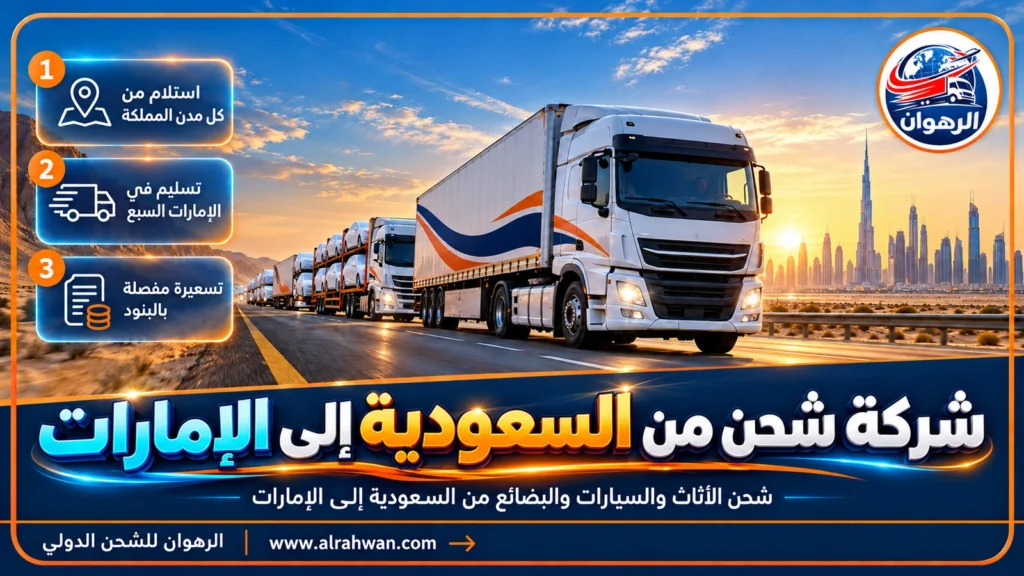 شركة شحن من السعودية إلى الإمارات | 0568829975 ◈ شحن بري وجوي وشحن سيارات لكل الإمارات
