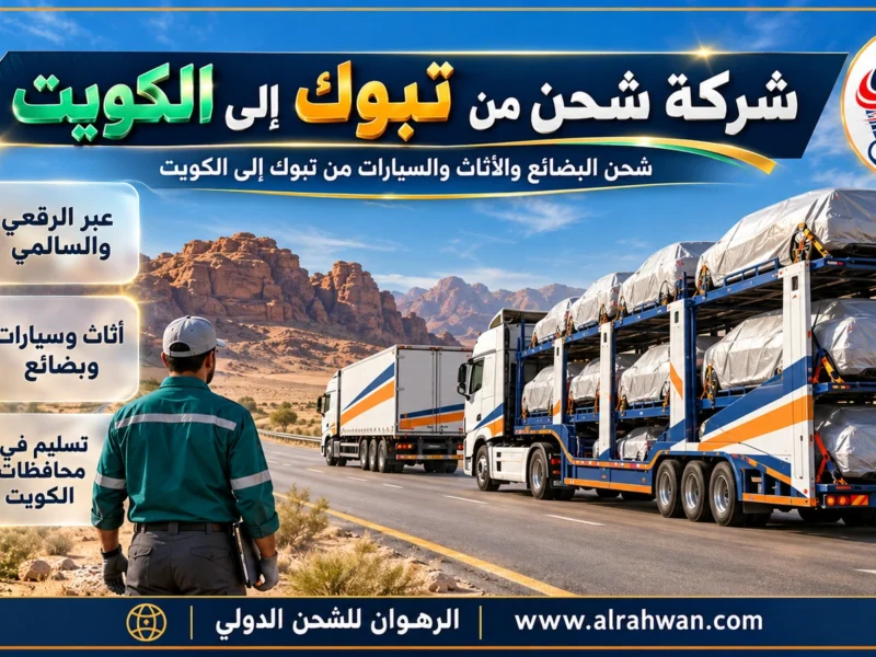 شركة شحن من تبوك إلى الكويت | 0568829975 ◈ نقل بضائع لمسافات طويلة وشحن سيارات من الشمال