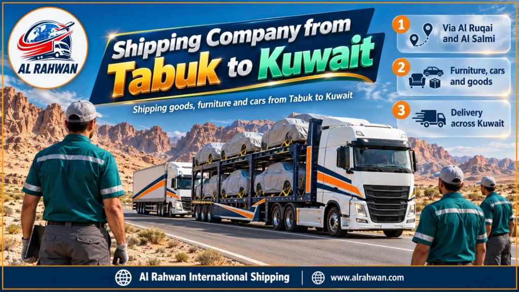 Shipping Company from Tabuk to Kuwait | 0568829975 ◈ Long-Haul Goods Transport with Car Shipping from the North