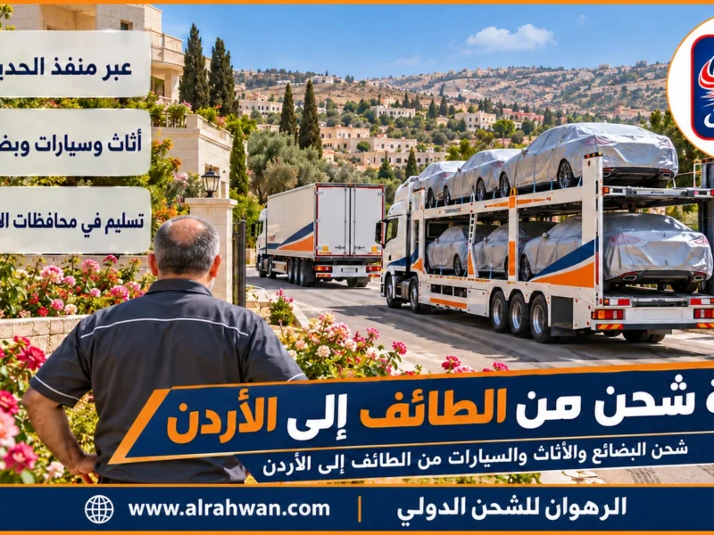 شركة شحن من الطائف إلى الأردن | 0568829975 ◈ شحن ورد الطائف وأغراض البيت وشحن سيارات