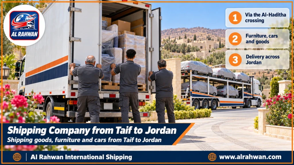 Shipping Company from Taif to Jordan | 0568829975 ◈ Taif Roses, Household Goods and Car Shipping