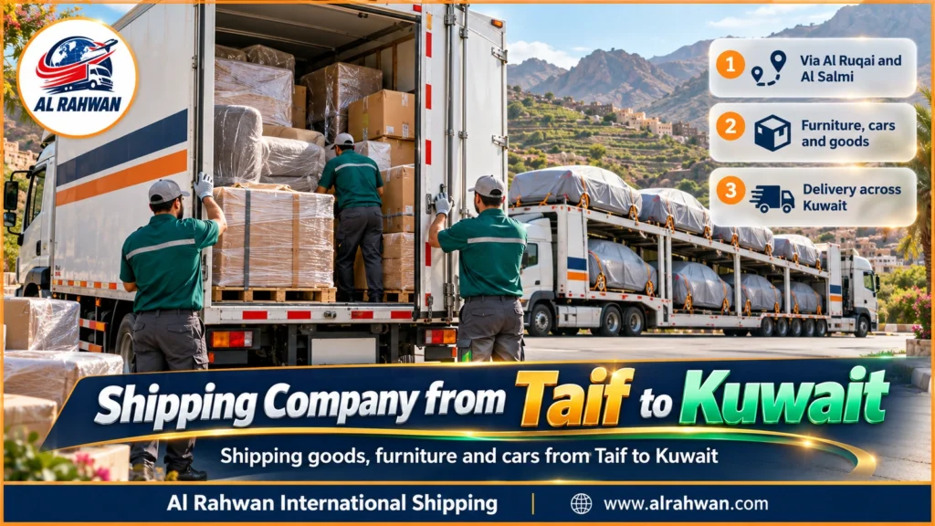 Shipping Company from Taif to Kuwait | 0568829975 ◈ Taif Produce and Household Shipping with Car Shipping