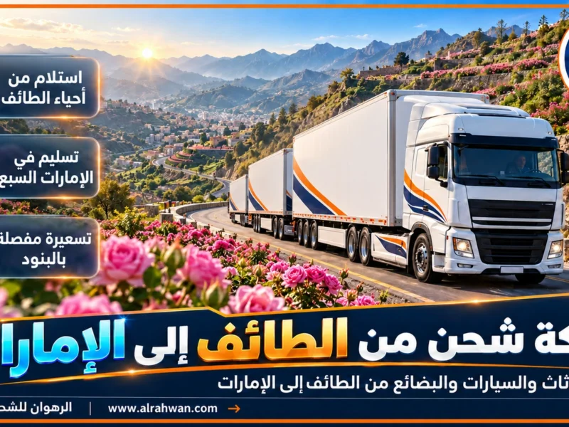 شركة شحن من الطائف إلى الإمارات | 0568829975 ◈ نقل منازل وشحن سيارات من المرتفعات